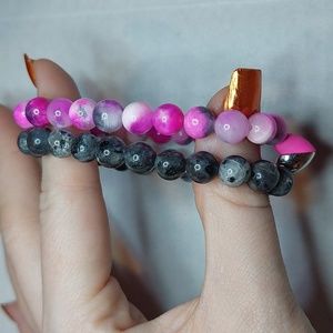 Customizable Couple stone bracelet bundle/alloy magnetic heart